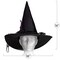 Deluxe Pointed Witch Hat - Glamorous Black Witches Accessories Fancy Velvet Hat with Flowers, Beads and Purple Feathers